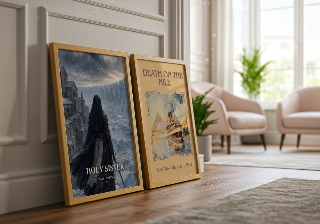 Holy Sister watercolour print framed by window – literary home decor