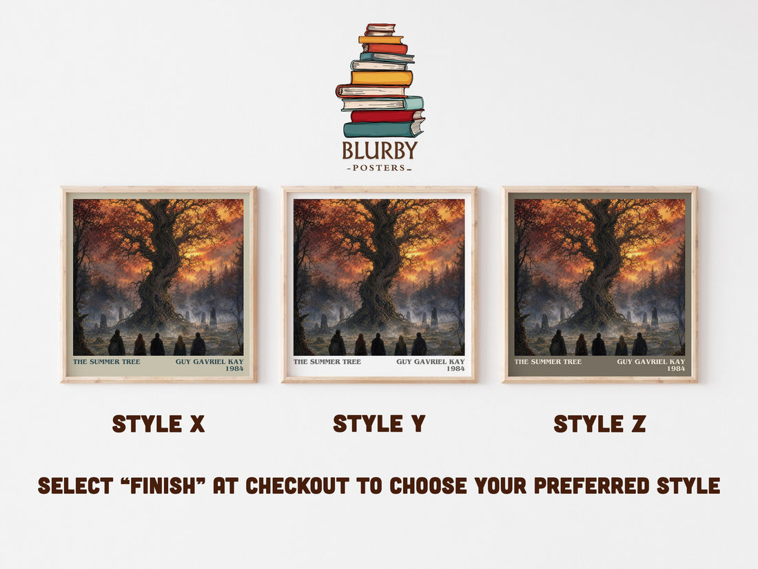 The Summer Tree literary print in frame leaning in hallway – fantasy wall art (mockup)
