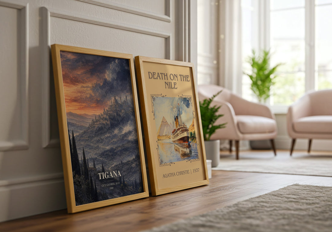 Tigana watercolour print framed by window – literary home decor