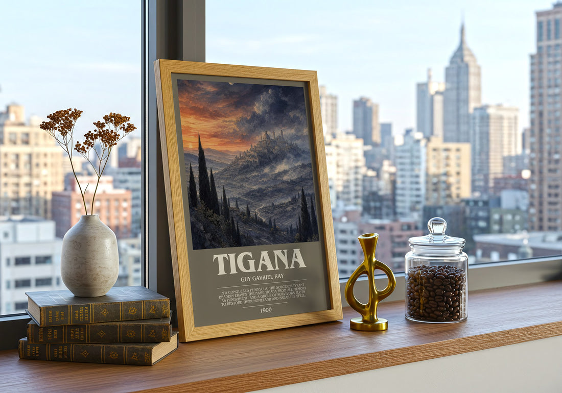 Tigana bookish print framed by window – literary home decor