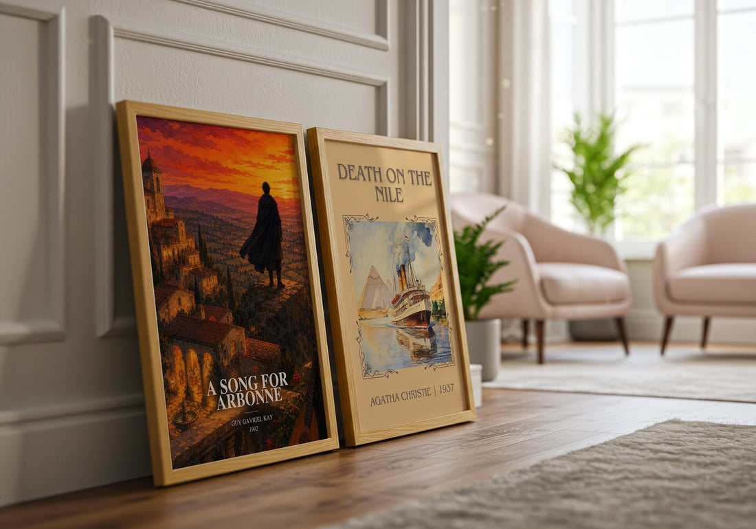 A Song for Arbonne watercolour print framed by window – literary home decor