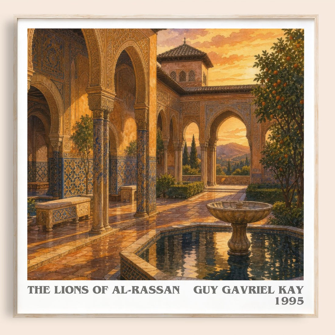 The Lions of Al-Rassan literary book poster by Guy Gavriel Kay – framed literary art print