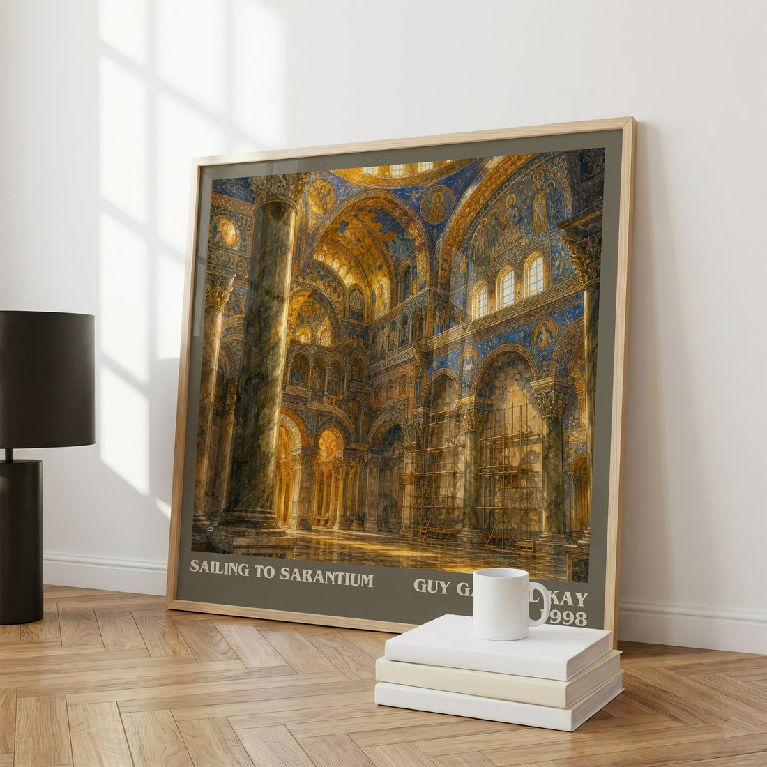 Sailing to Sarantium literary print framed by window – literary home decor