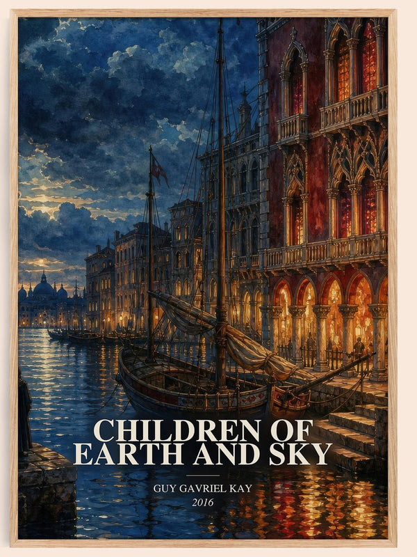 Children of Earth and Sky watercolour book poster by Guy Gavriel Kay – framed literary art print