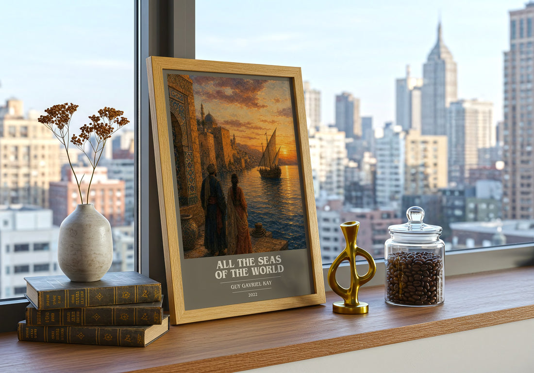 All the Seas of the World book cover print framed by window – literary home decor