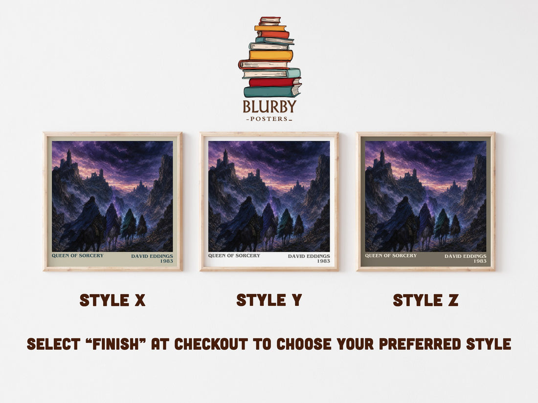 Queen of Sorcery literary print in frame leaning in hallway – fantasy wall art (mockup)