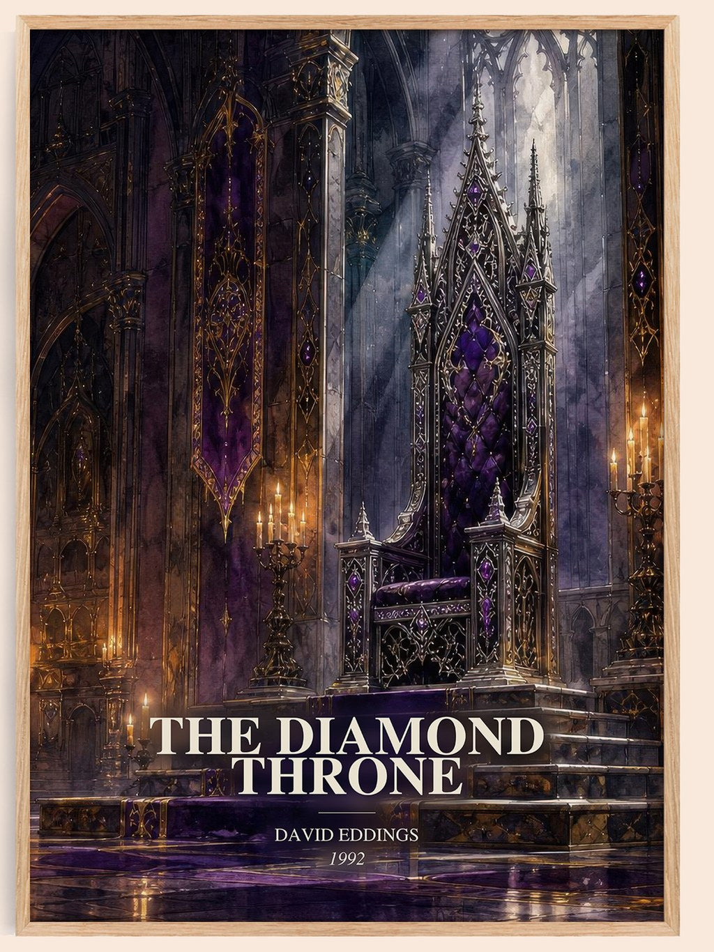 The Diamond Throne watercolour book poster by David Eddings – framed literary art print