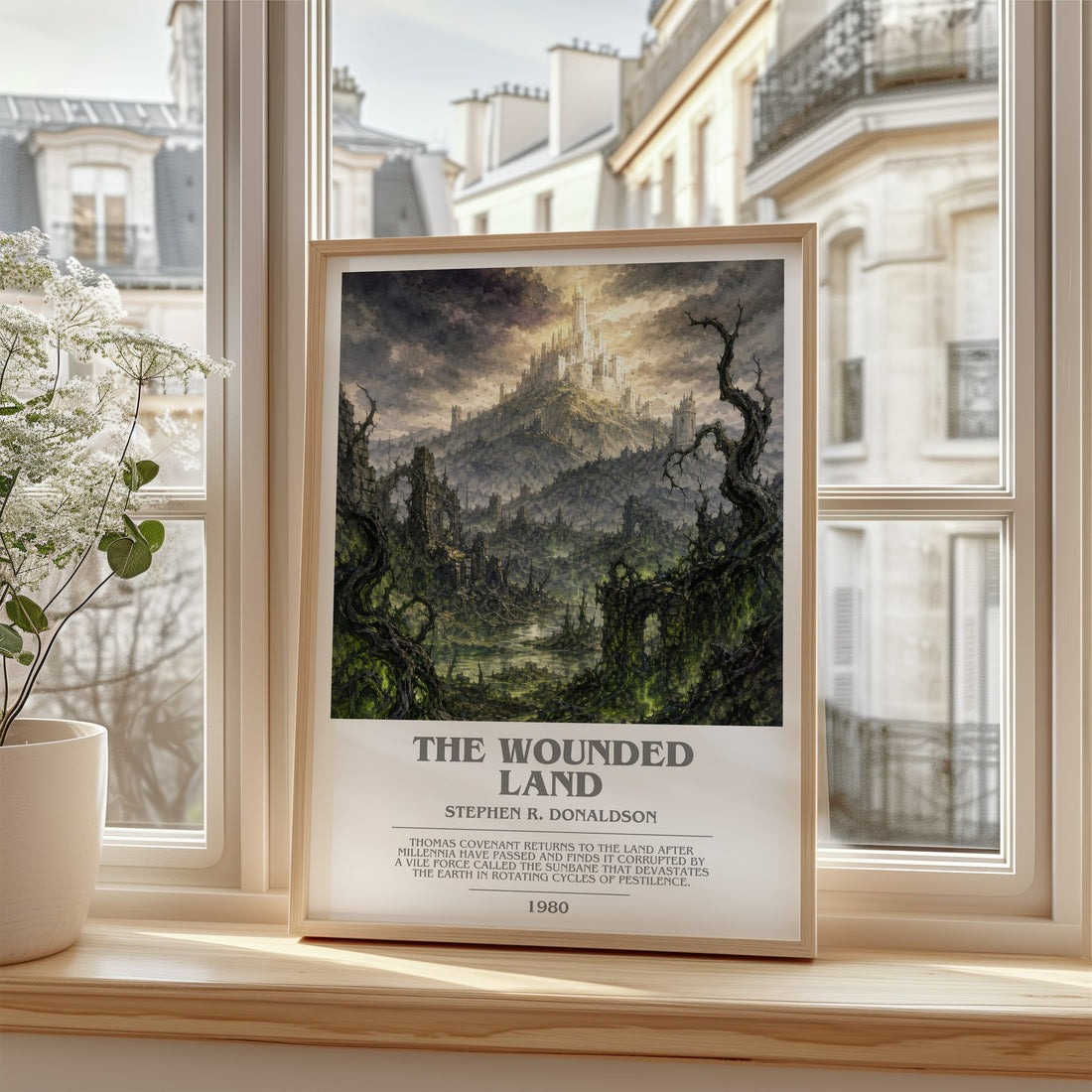 The Wounded Land bookish poster colour and style options – Stephen R. Donaldson book art