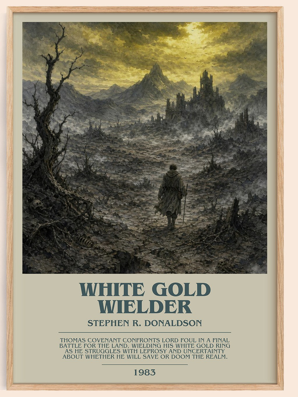 White Gold Wielder bookish book poster by Stephen R. Donaldson – framed literary art print