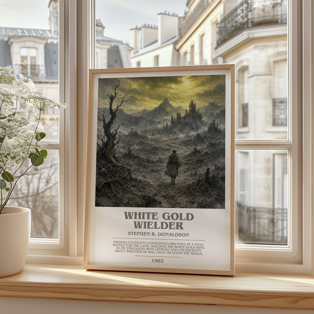 White Gold Wielder bookish poster colour and style options – Stephen R. Donaldson book art