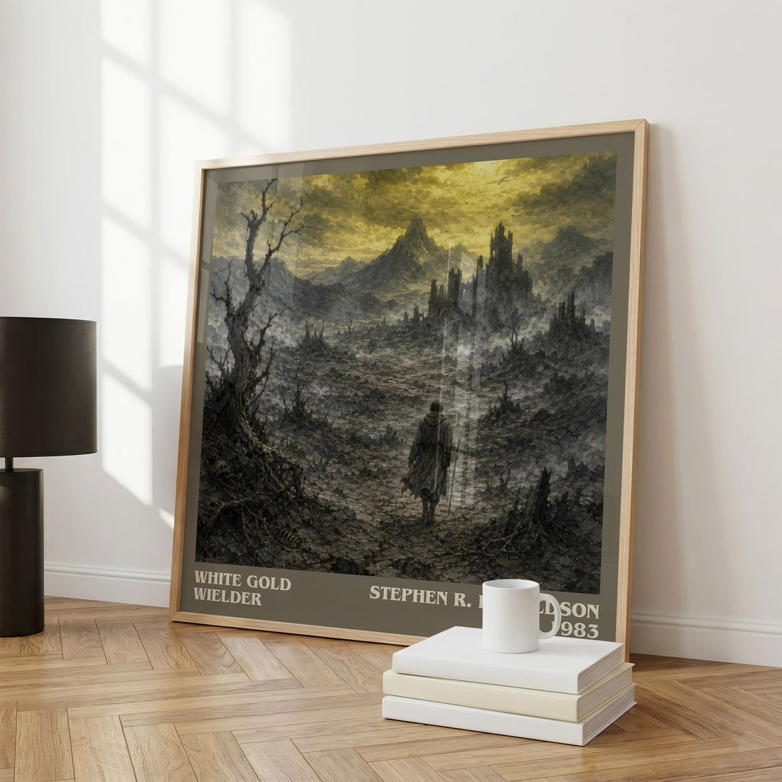 White Gold Wielder literary print framed by window – literary home decor