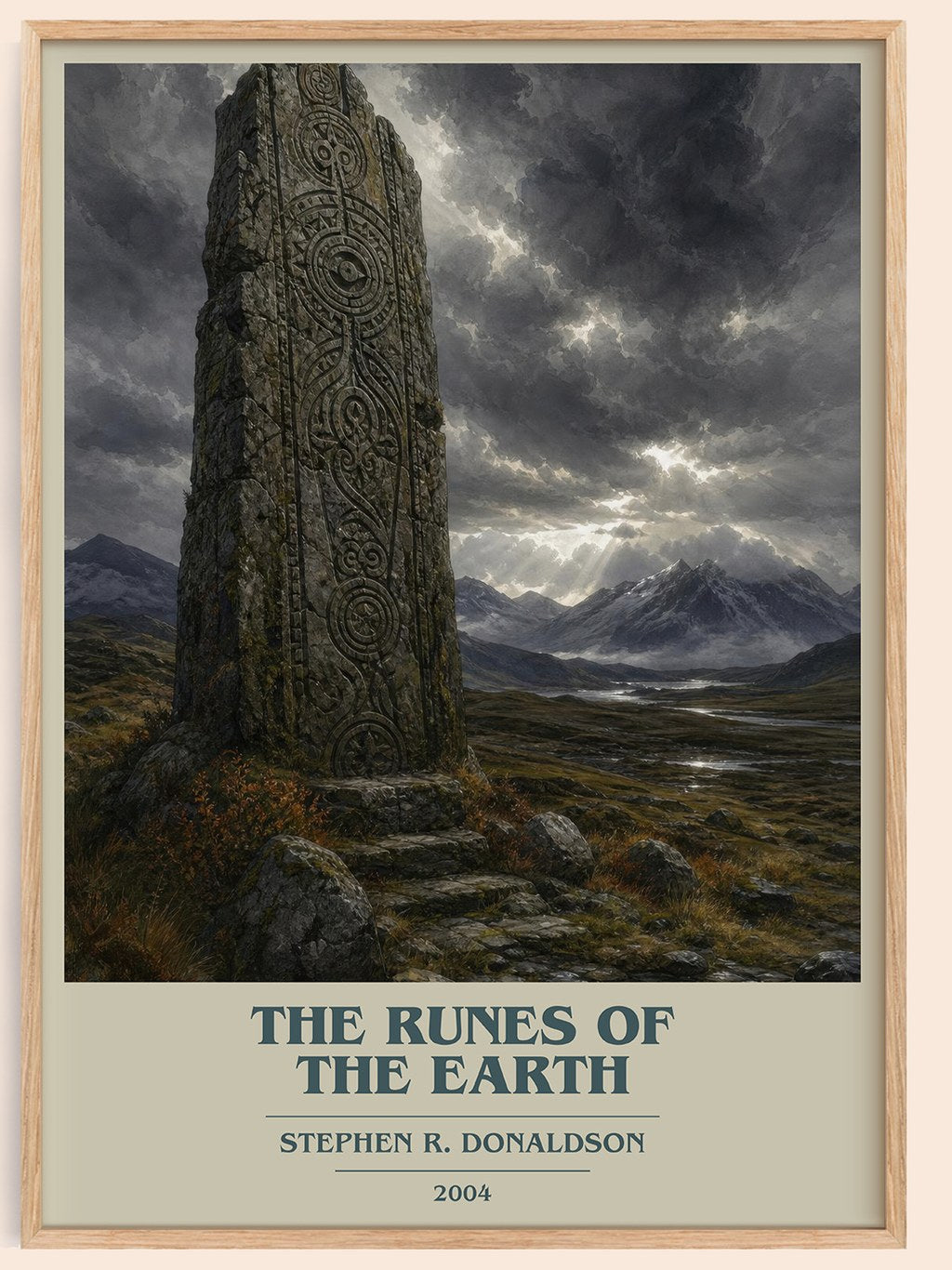 The Runes of the Earth book cover book poster by Stephen R. Donaldson – framed literary art print