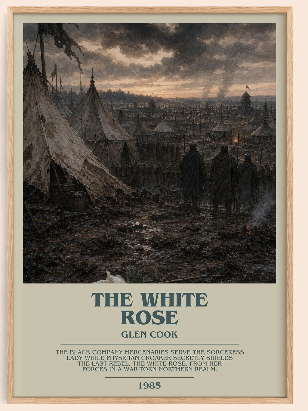 The White Rose bookish book poster by Glen Cook – framed literary art print