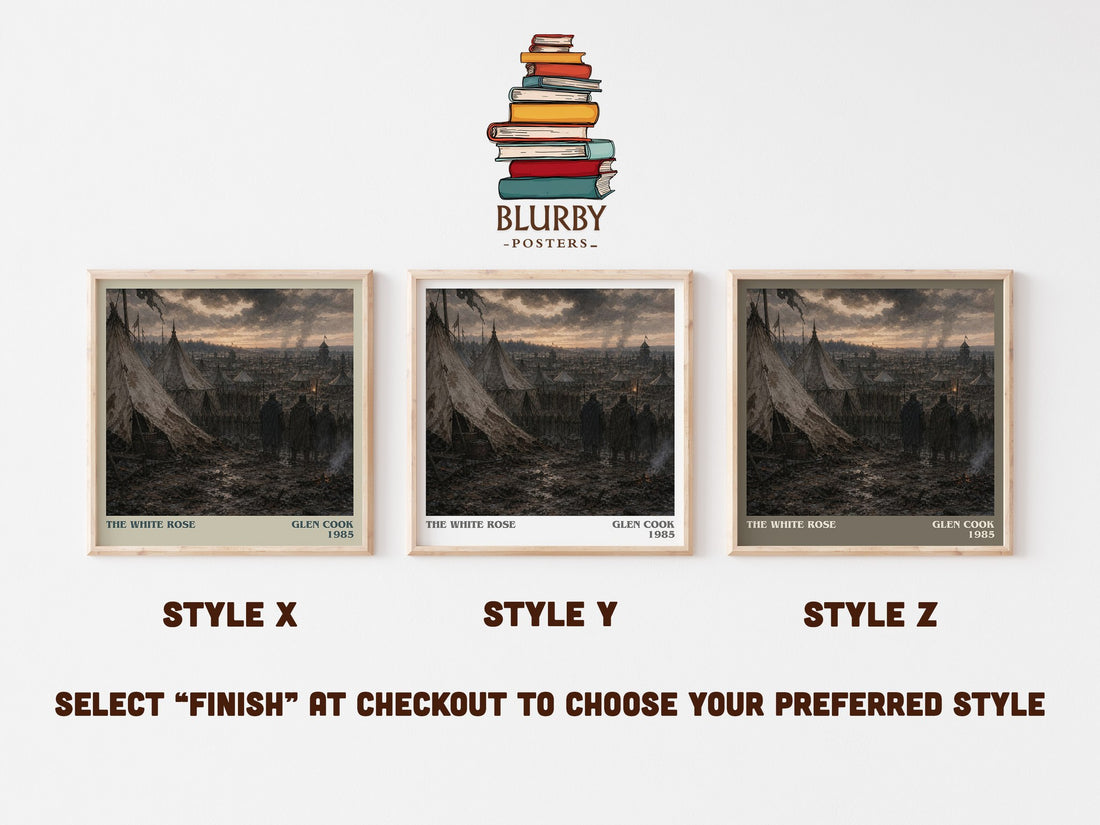 The White Rose literary print in frame leaning in hallway – fantasy wall art (mockup)