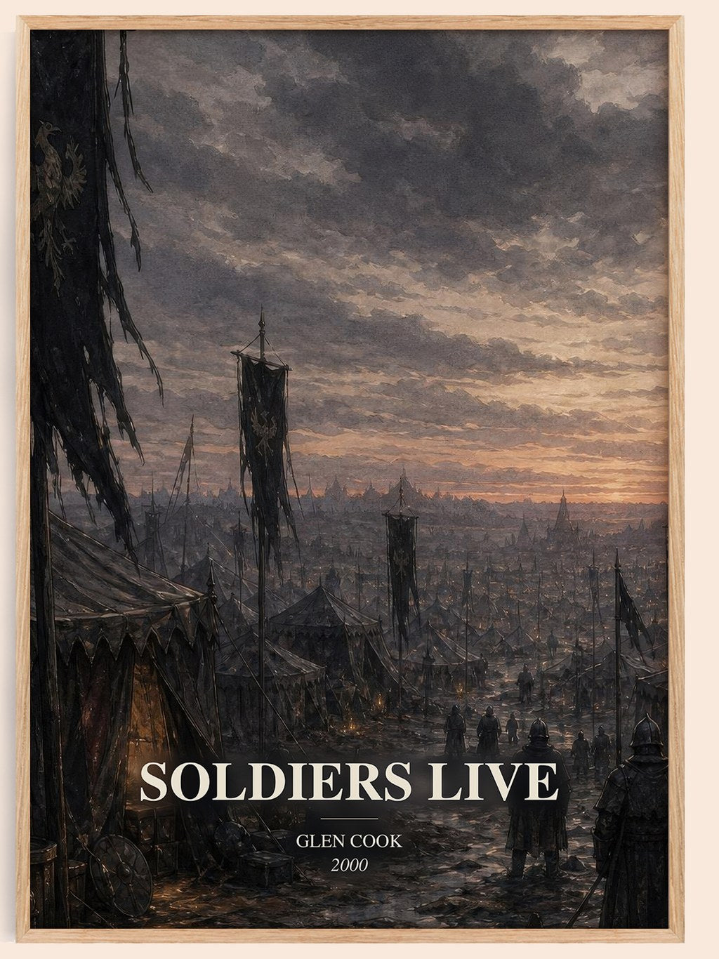 Soldiers Live watercolour book poster by Glen Cook – framed literary art print