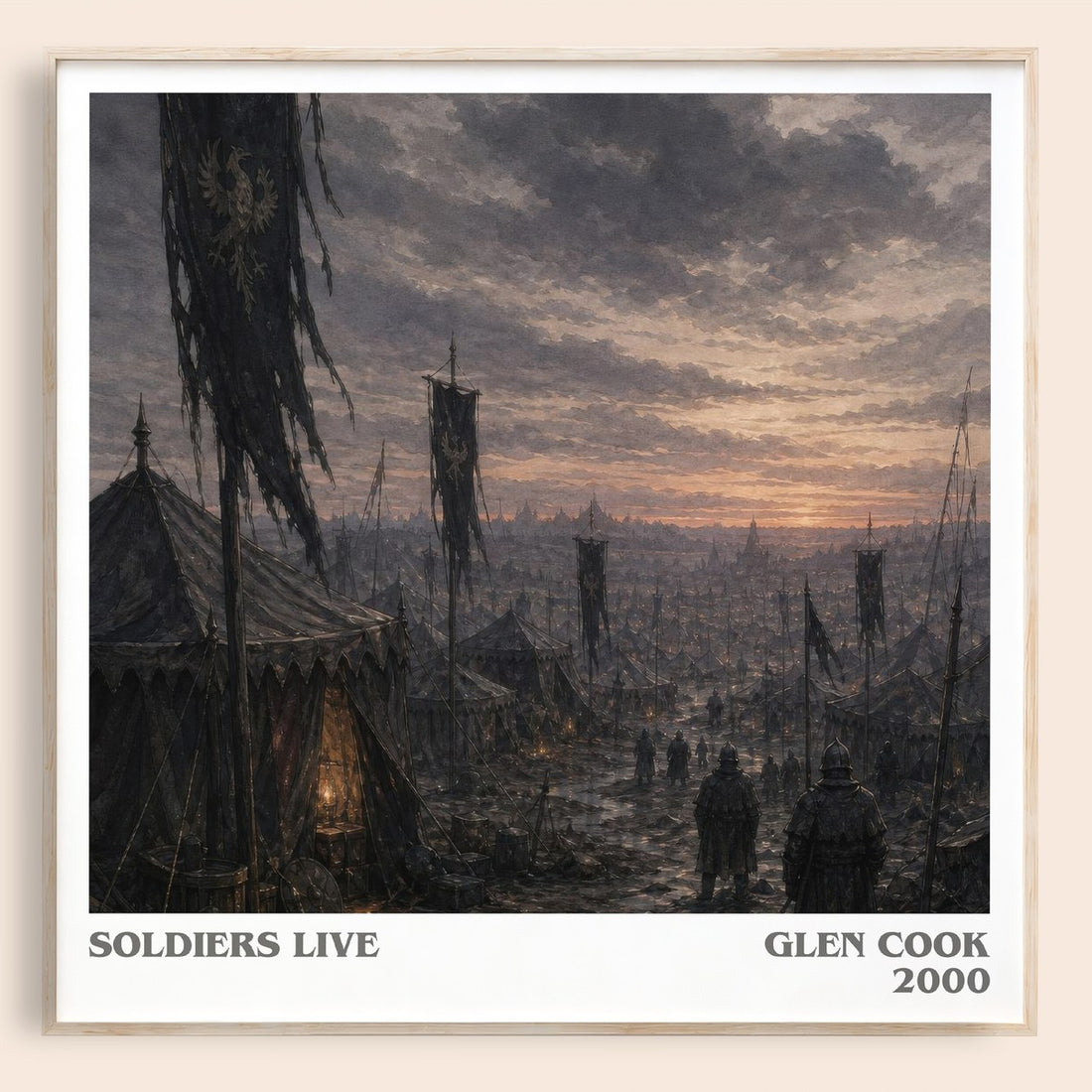 Soldiers Live literary book poster by Glen Cook – framed literary art print