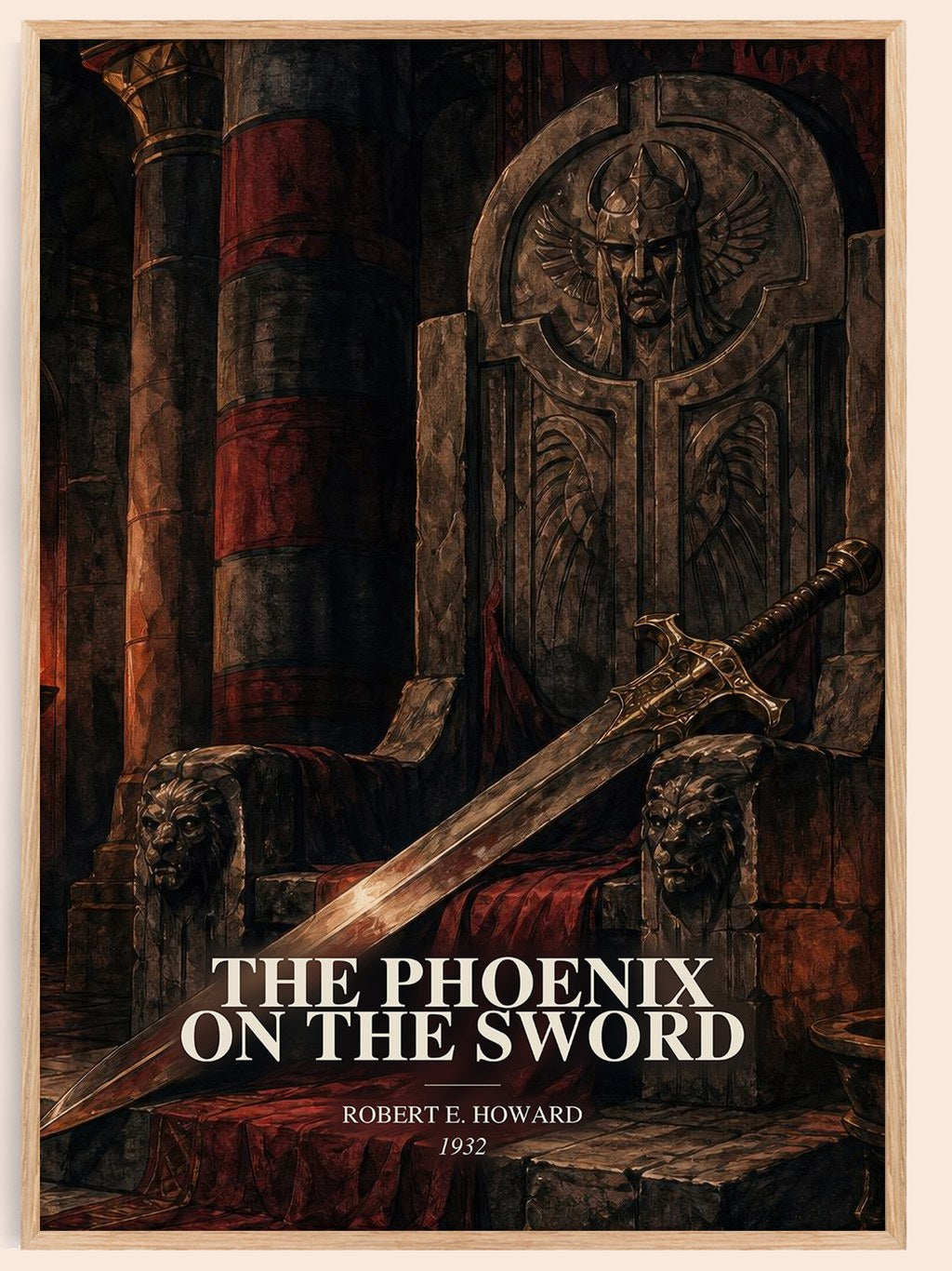 The Phoenix on the Sword watercolour book poster by Robert E. Howard – framed literary art print