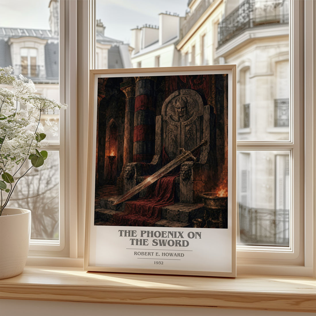 The Phoenix on the Sword book cover poster colour and style options – Robert E. Howard book art