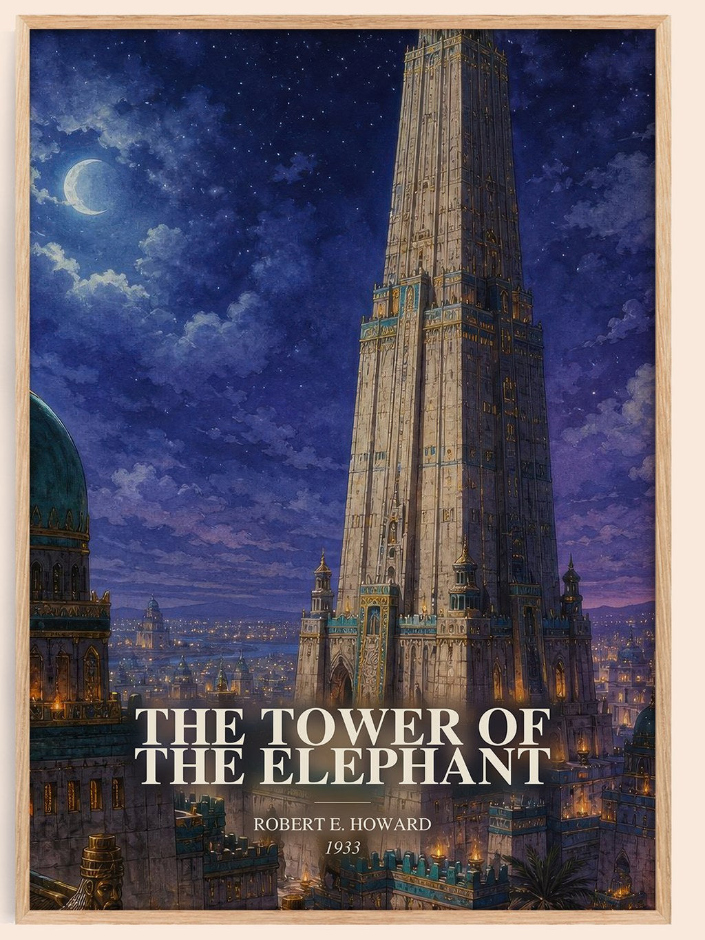 The Tower of the Elephant watercolour book poster by Robert E. Howard – framed literary art print