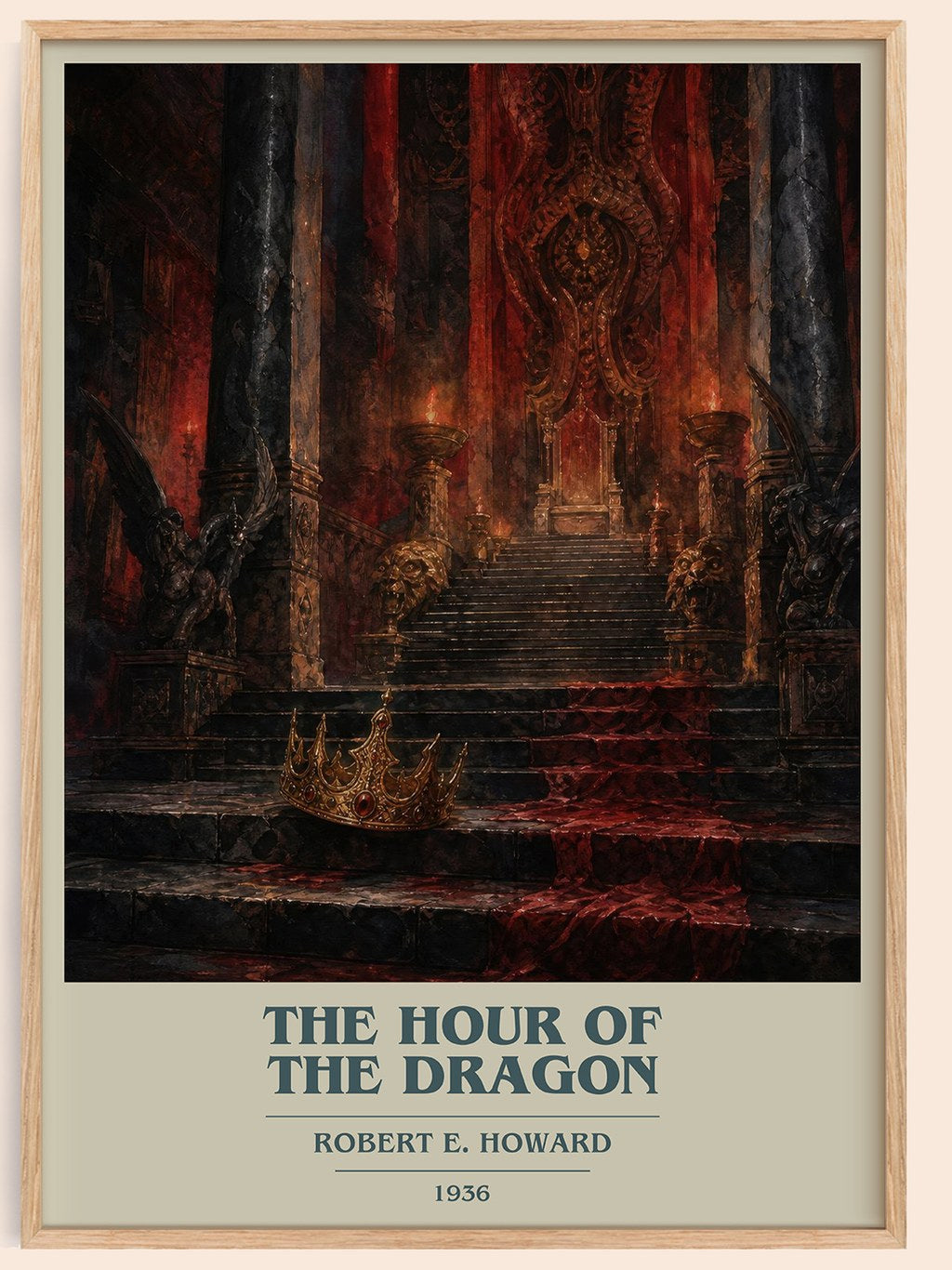 The Hour of the Dragon book cover book poster by Robert E. Howard – framed literary art print