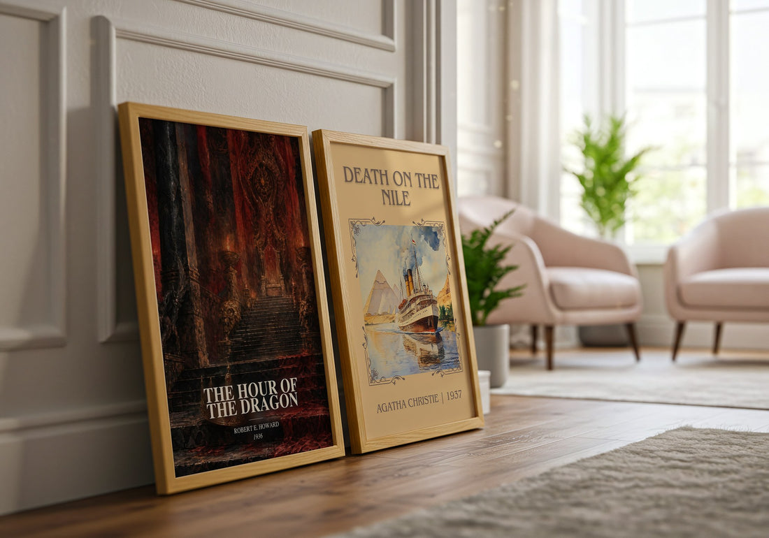 The Hour of the Dragon watercolour print framed by window – literary home decor