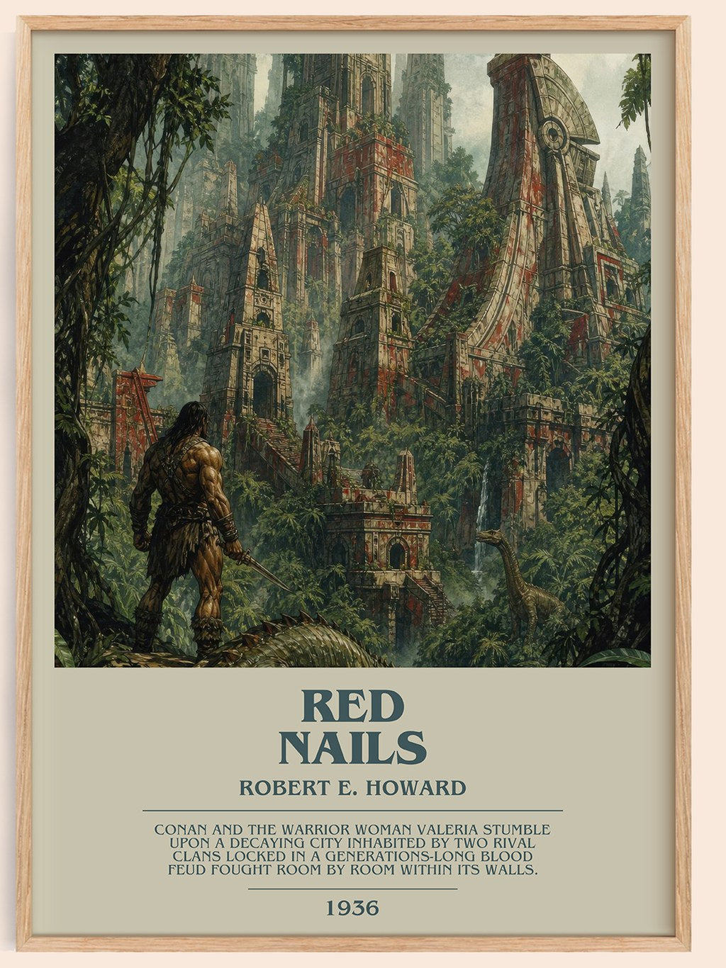 Red Nails bookish book poster by Robert E. Howard – framed literary art print