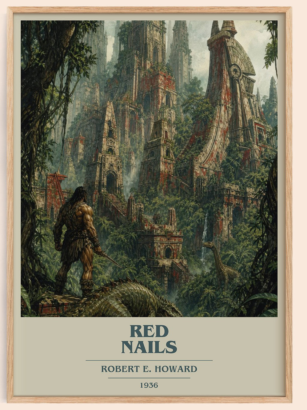 Red Nails book cover book poster by Robert E. Howard – framed literary art print