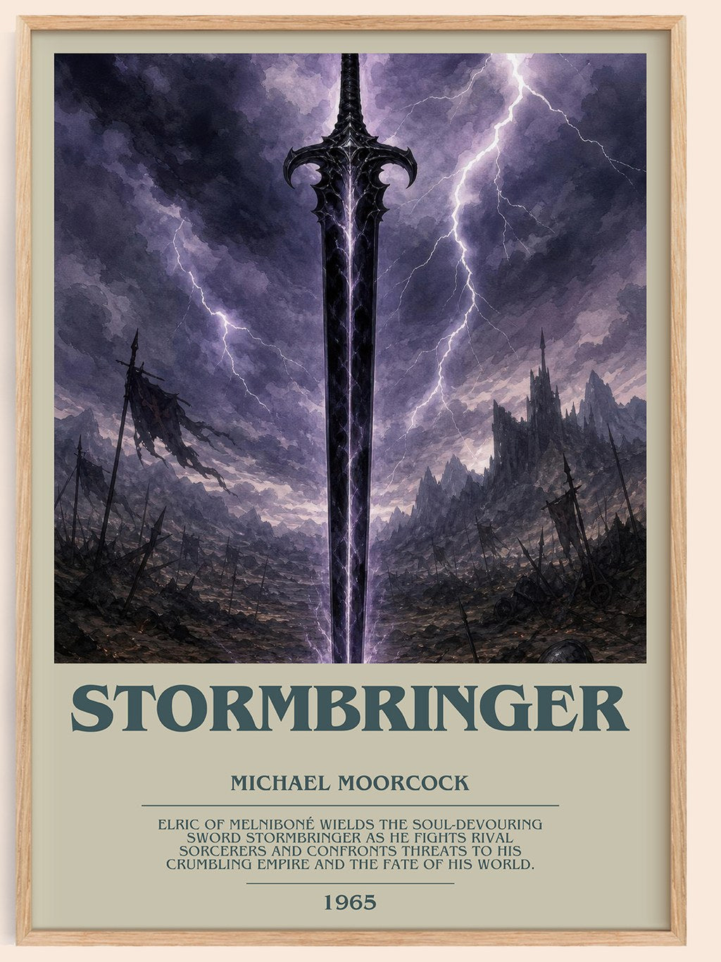 Stormbringer bookish book poster by Michael Moorcock – framed literary art print