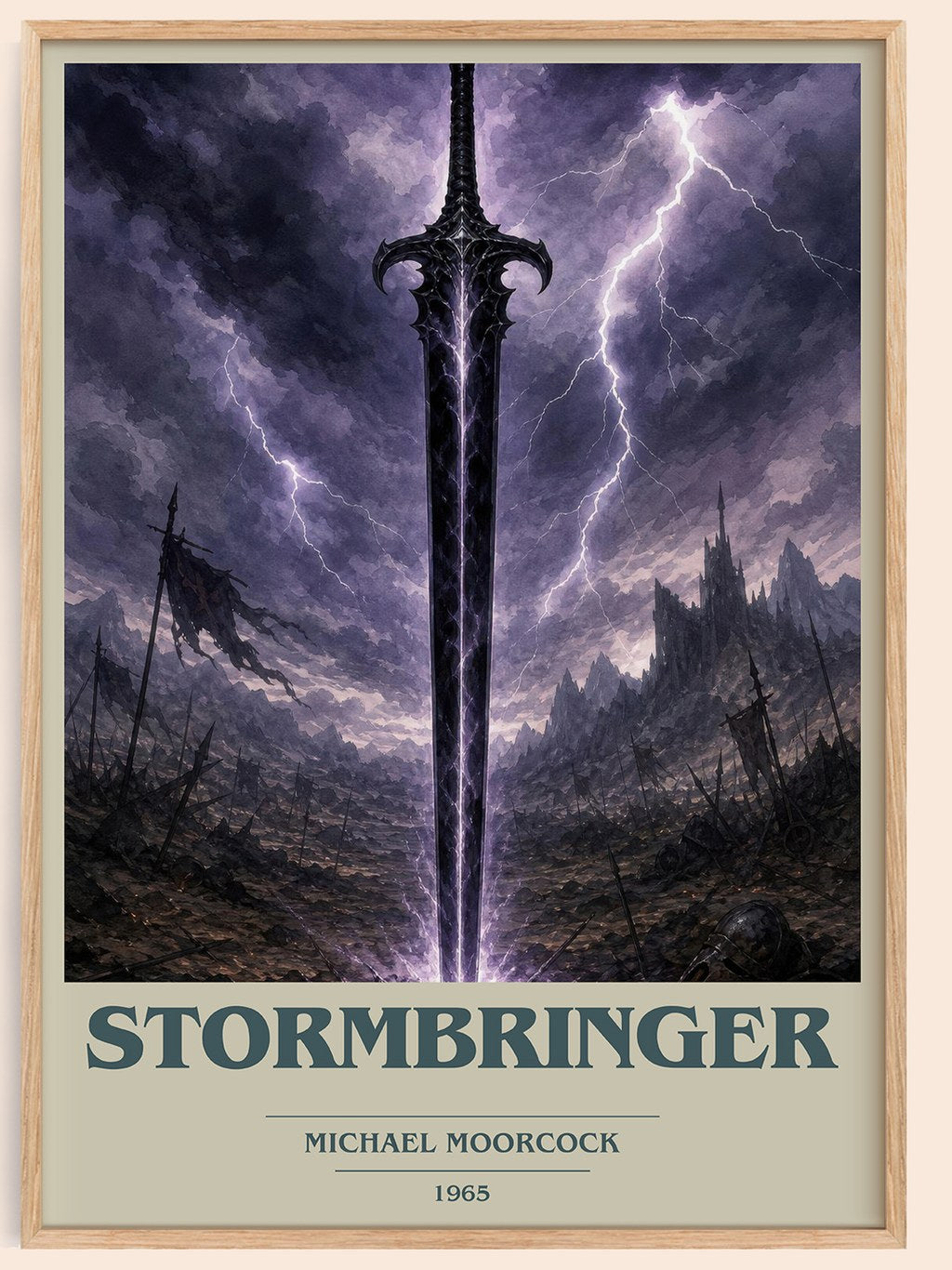 Stormbringer book cover book poster by Michael Moorcock – framed literary art print