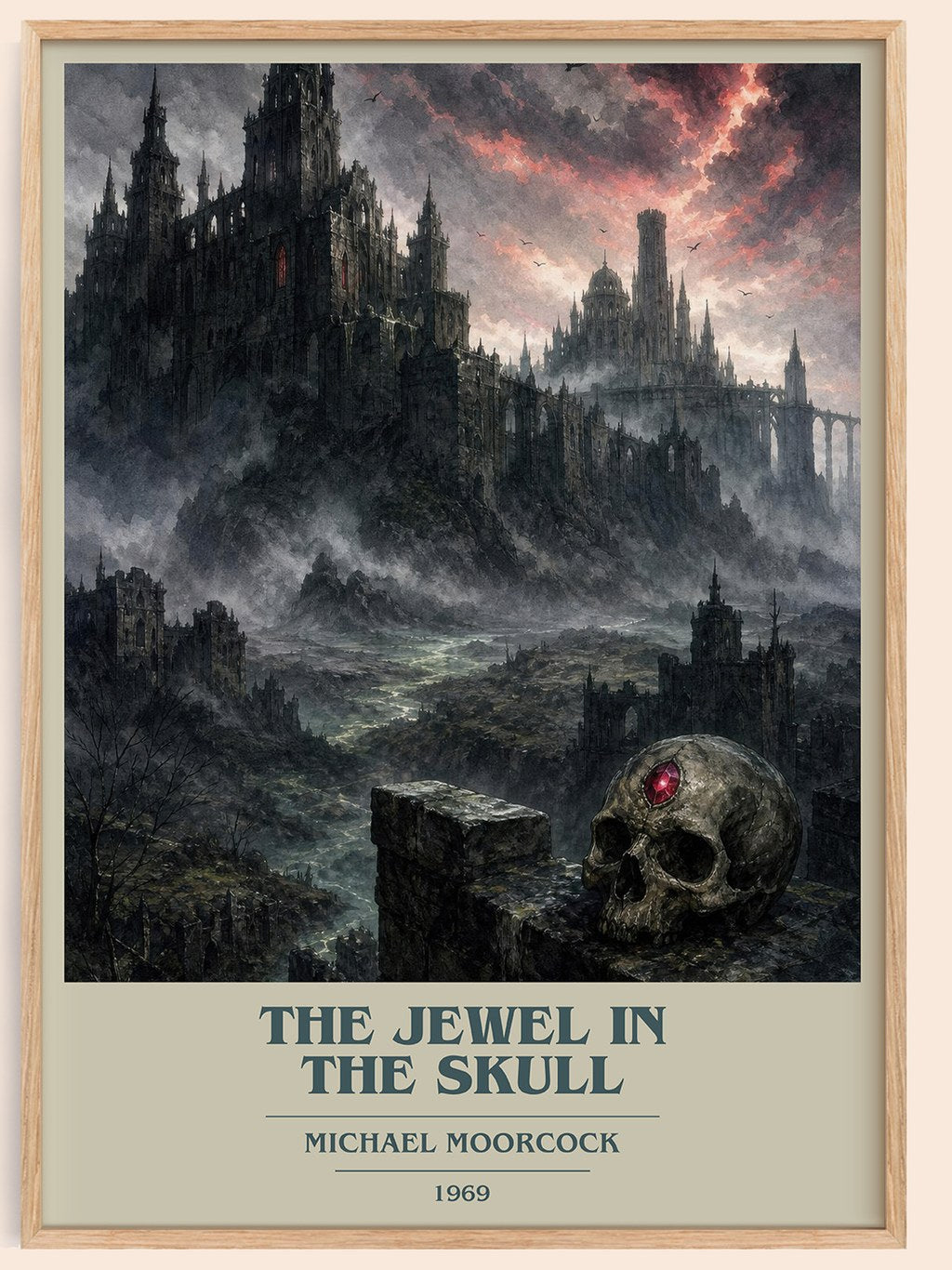 The Jewel in the Skull book cover book poster by Michael Moorcock – framed literary art print