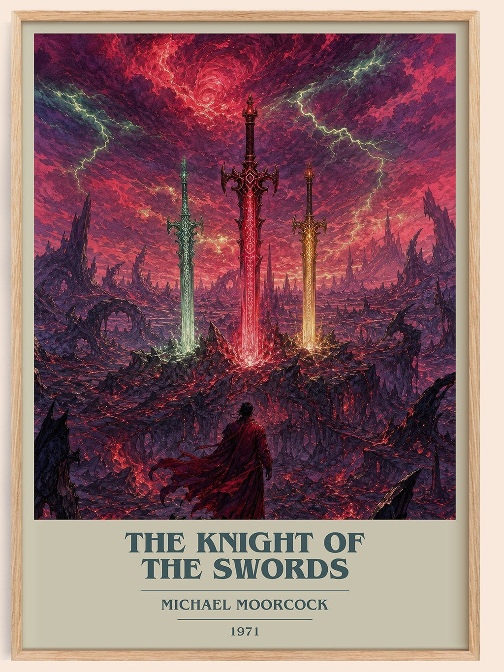 The Knight of the Swords book cover book poster by Michael Moorcock – framed literary art print