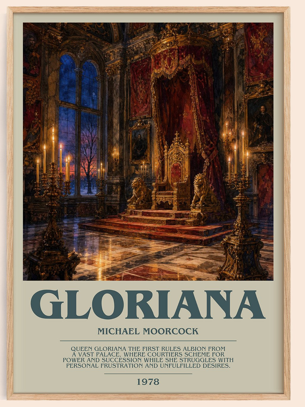 Gloriana bookish book poster by Michael Moorcock – framed literary art print