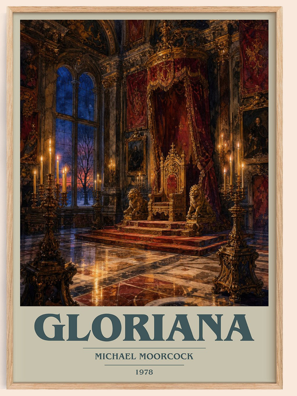Gloriana book cover book poster by Michael Moorcock – framed literary art print