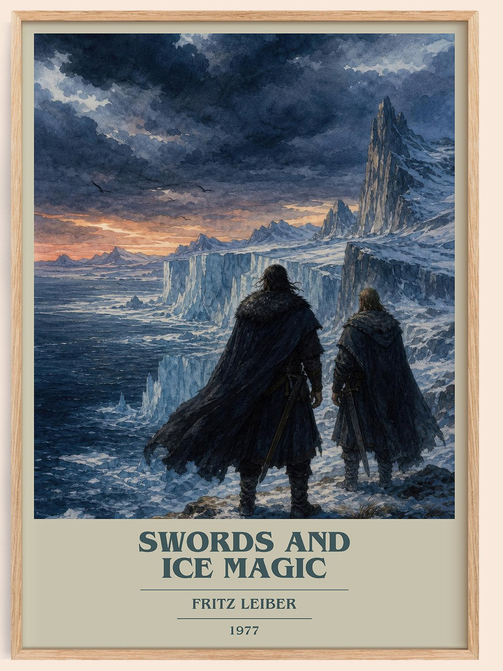 Swords and Ice Magic book cover book poster by Fritz Leiber – framed literary art print