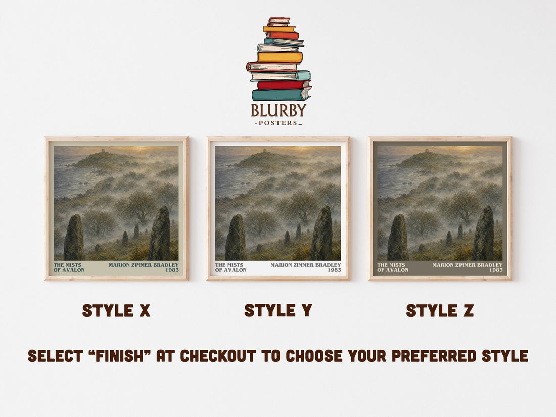 The Mists of Avalon literary print in frame leaning in hallway – fantasy wall art (mockup)