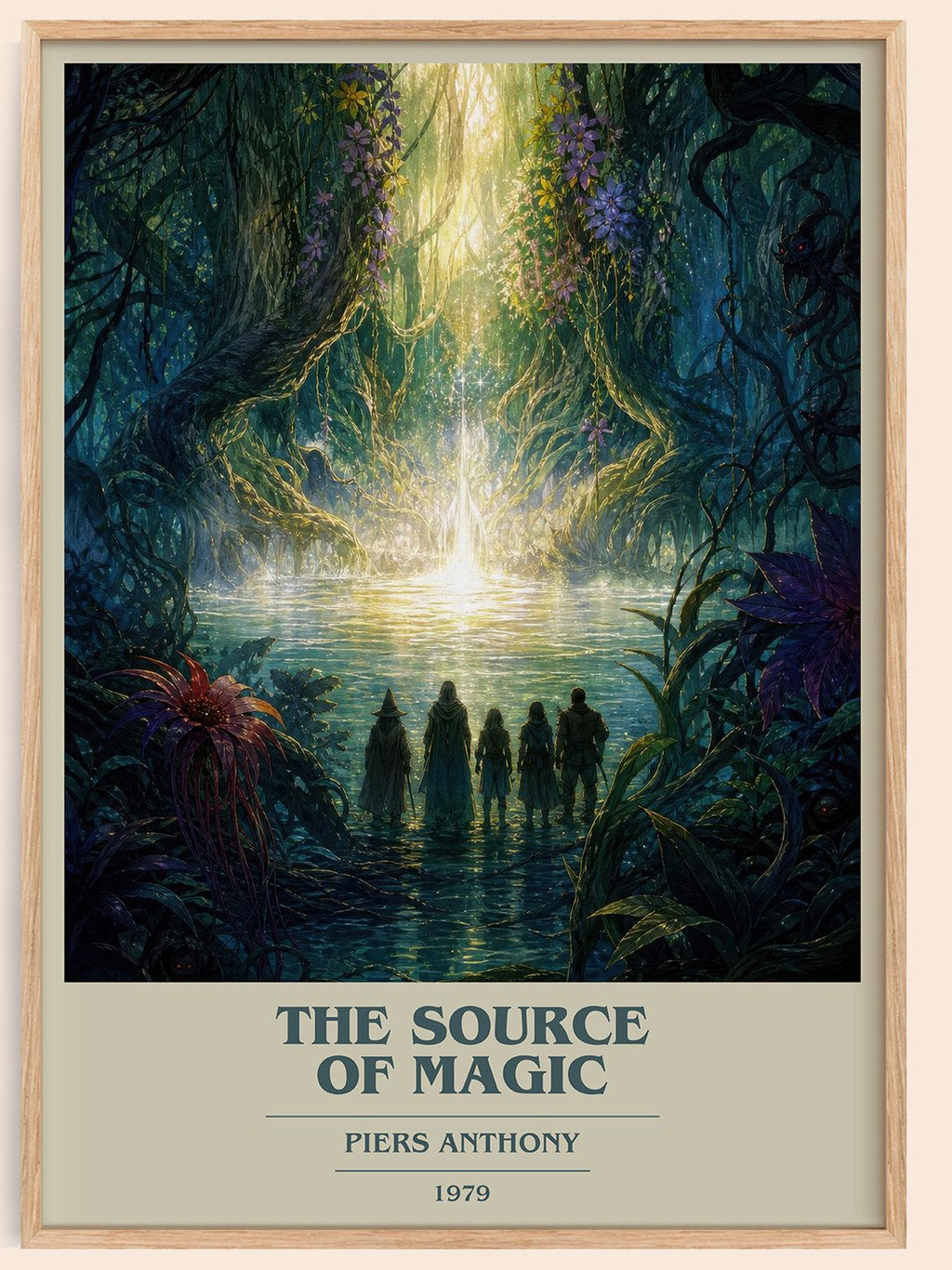 The Source of Magic book cover book poster by Piers Anthony – framed literary art print