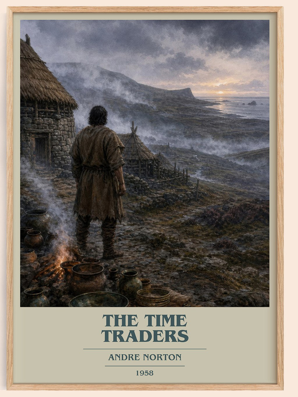 The Time Traders book cover book poster by Andre Norton – framed literary art print