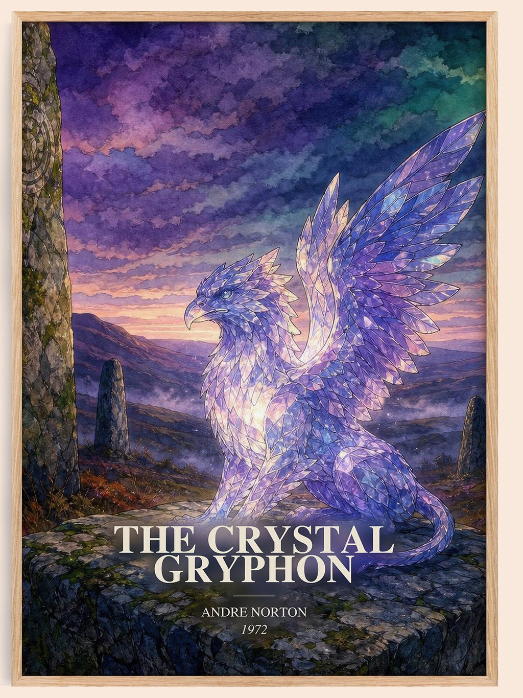 The Crystal Gryphon watercolour book poster by Andre Norton – framed literary art print