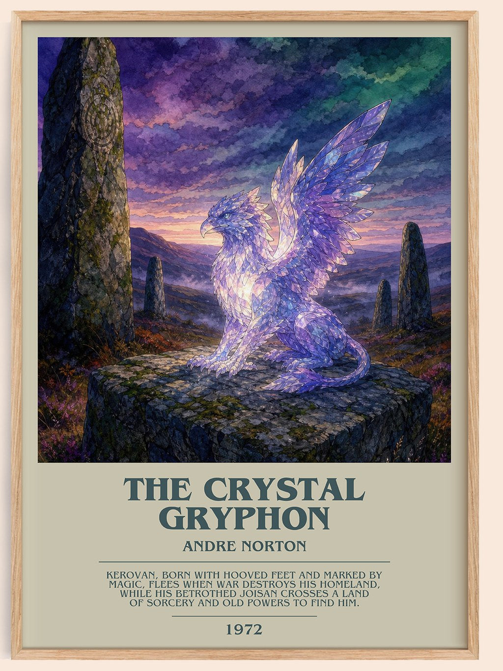 The Crystal Gryphon bookish book poster by Andre Norton – framed literary art print