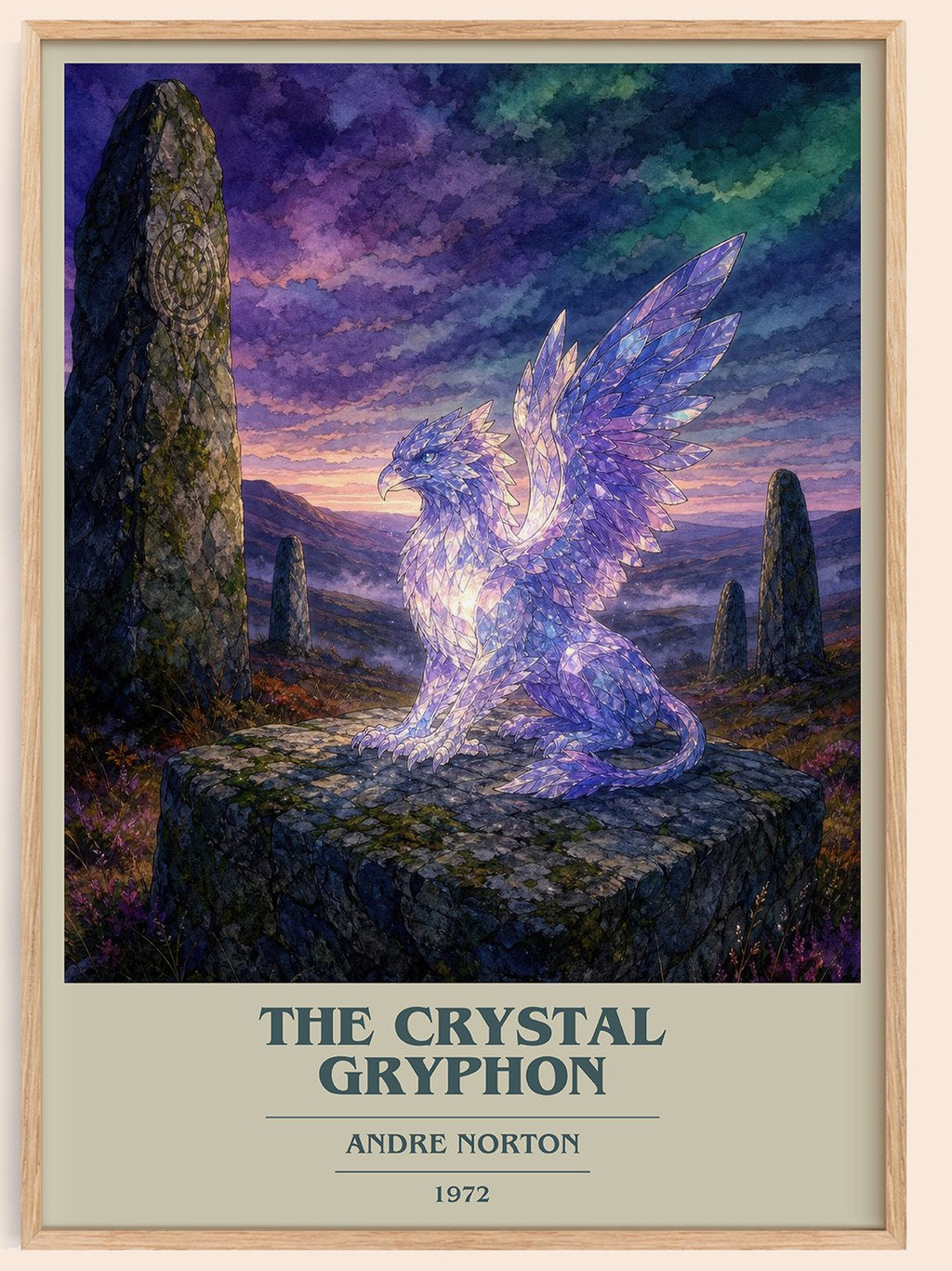 The Crystal Gryphon book cover book poster by Andre Norton – framed literary art print