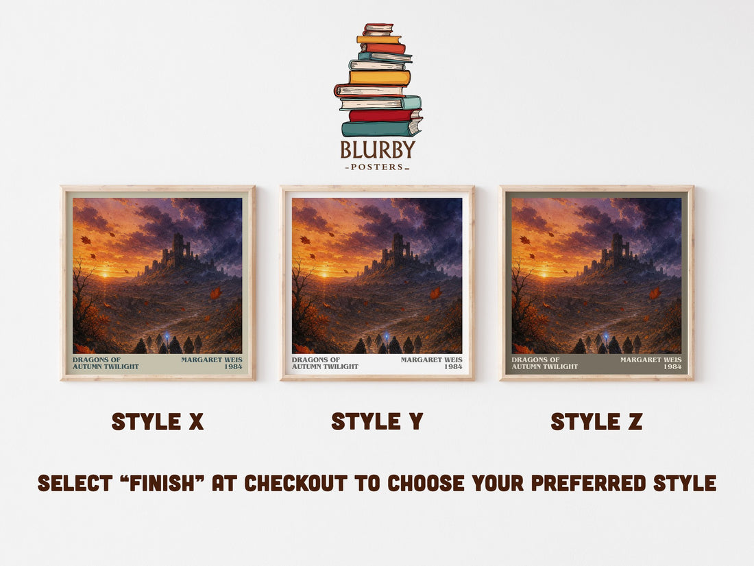 Dragons of Autumn Twilight literary print in frame leaning in hallway – fantasy wall art (mockup)