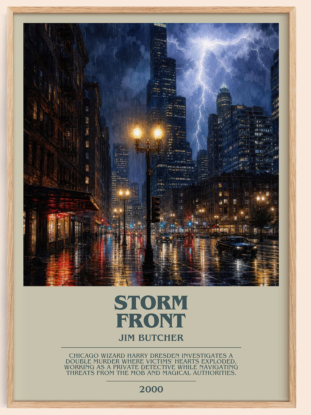 Storm Front bookish book poster by Jim Butcher – framed literary art print