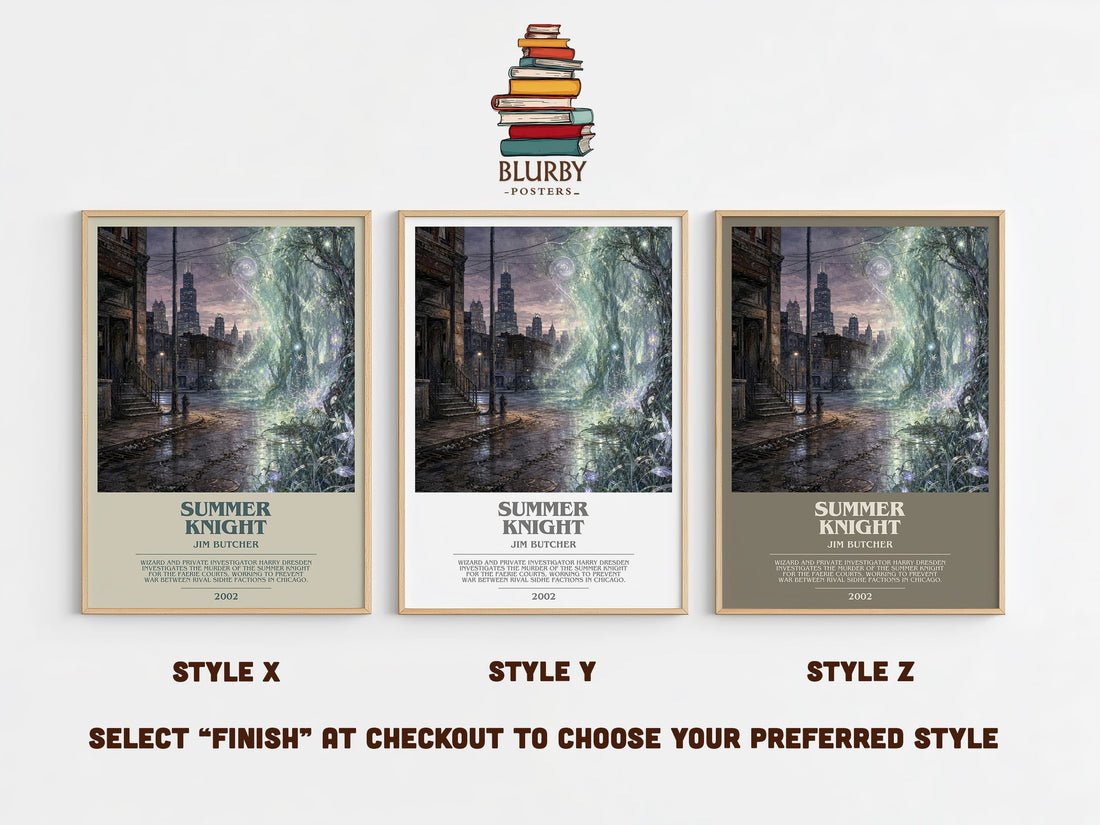 Summer Knight bookish print in frame leaning in hallway – fantasy wall art (mockup)