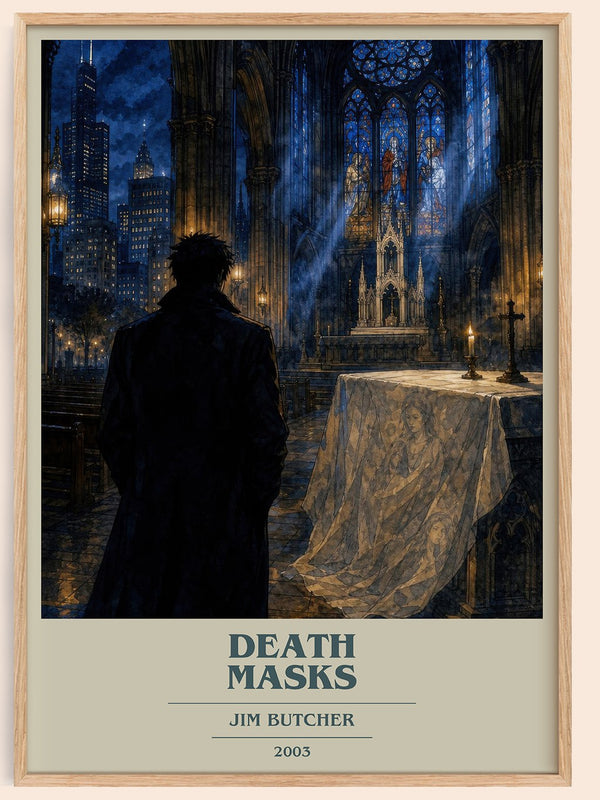 Death Masks book cover book poster by Jim Butcher – framed literary art print