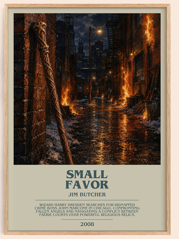 Small Favor bookish book poster by Jim Butcher – framed literary art print