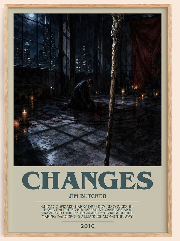 Changes bookish book poster by Jim Butcher – framed literary art print