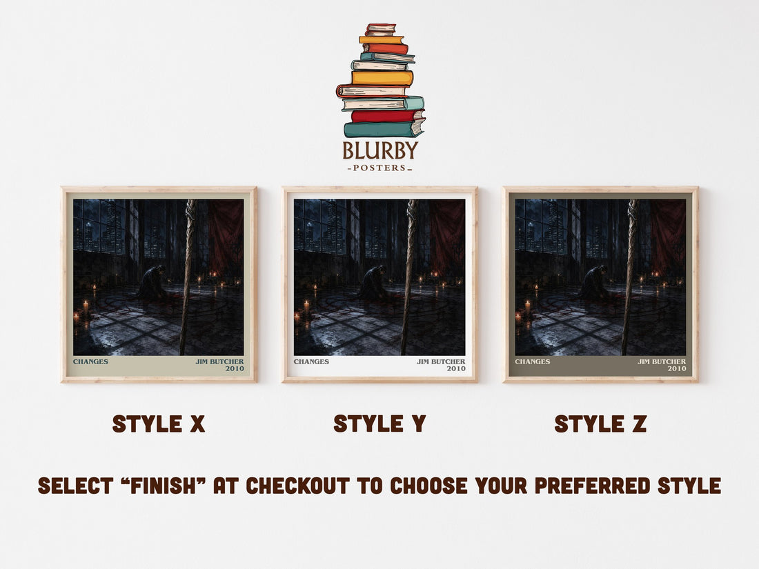 Changes literary print in frame leaning in hallway – fantasy wall art (mockup)