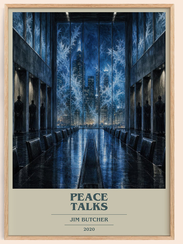 Peace Talks book cover book poster by Jim Butcher – framed literary art print
