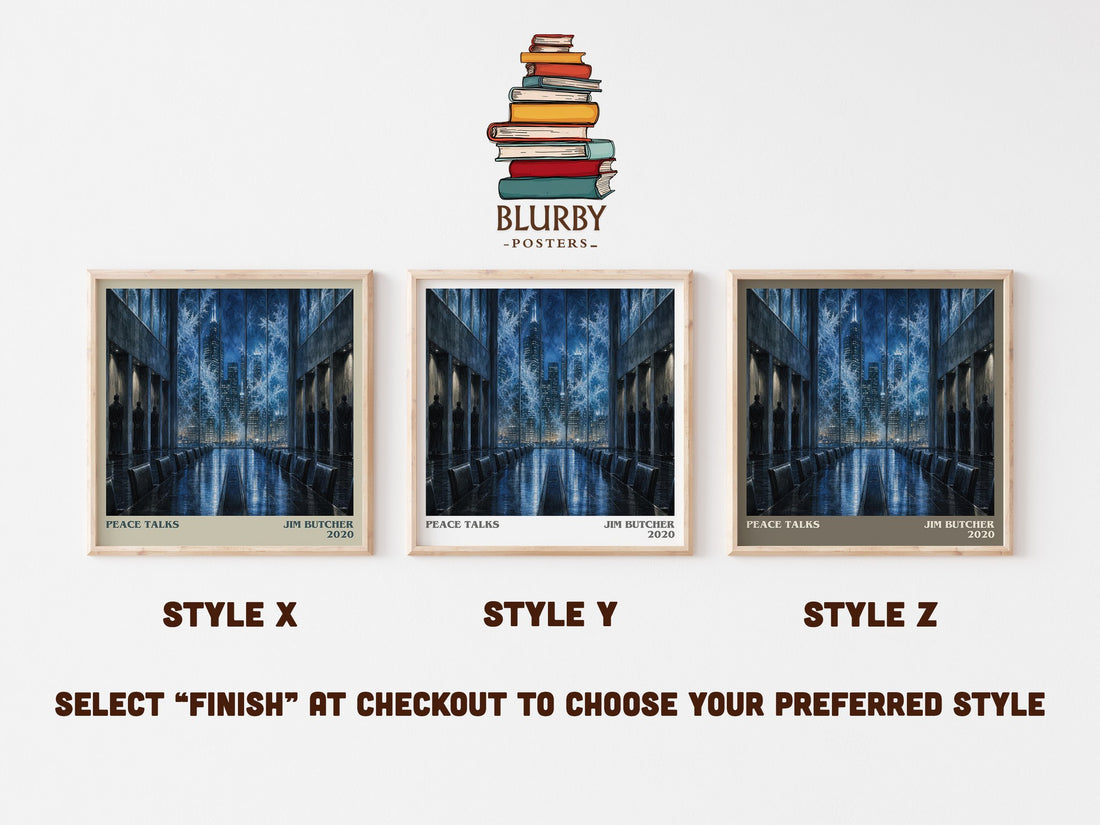 Peace Talks literary print in frame leaning in hallway – fantasy wall art (mockup)