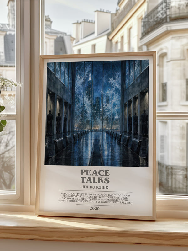 Peace Talks bookish poster colour and style options – Jim Butcher book art